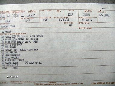 '62Lark 4-door Production Order - Robert Andrews